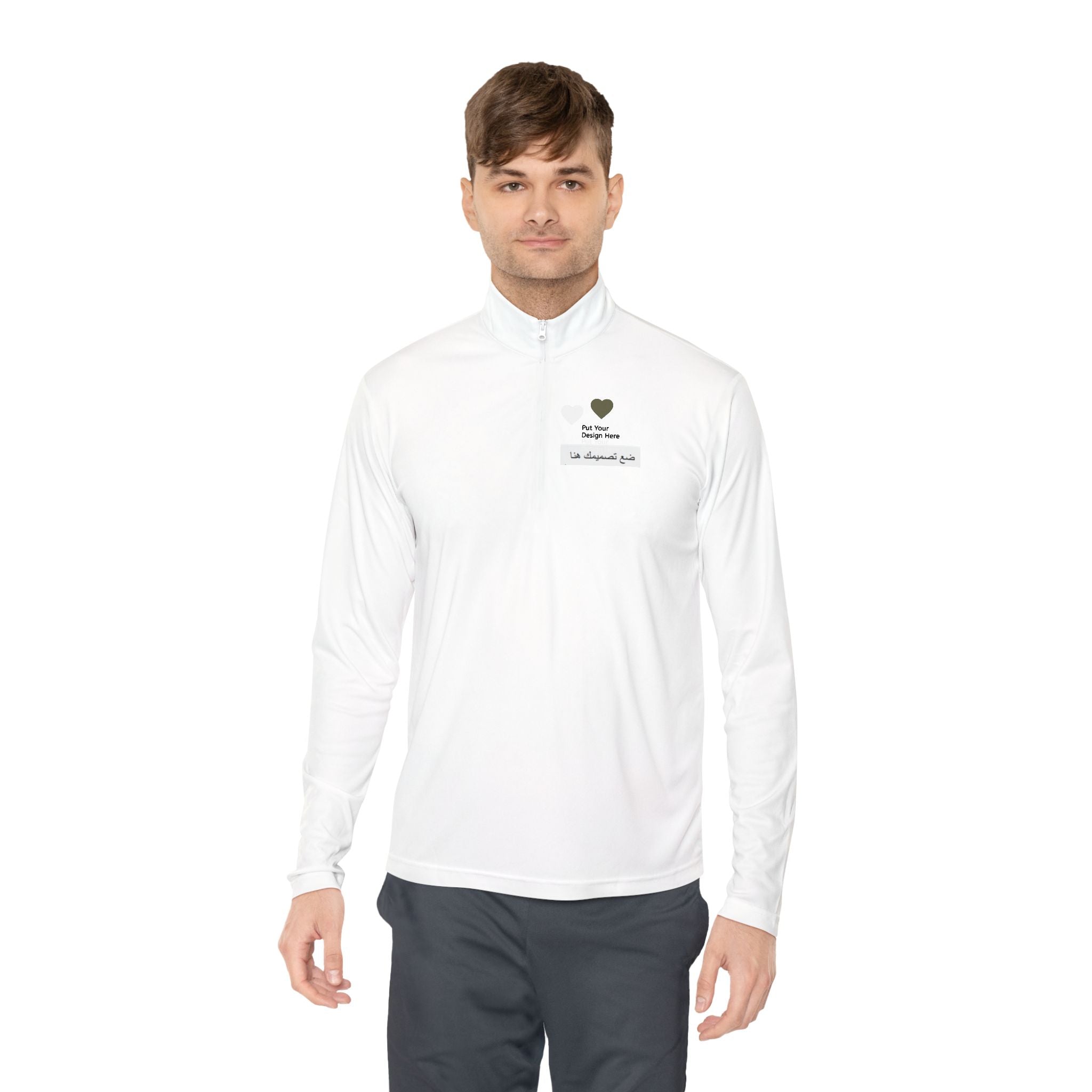 Cozy Unisex Quarter-Zip Pullover with Heart Design | Casual Layer, Perfect Gift for Her/Him, Summer Sportswear, Everyday Wear