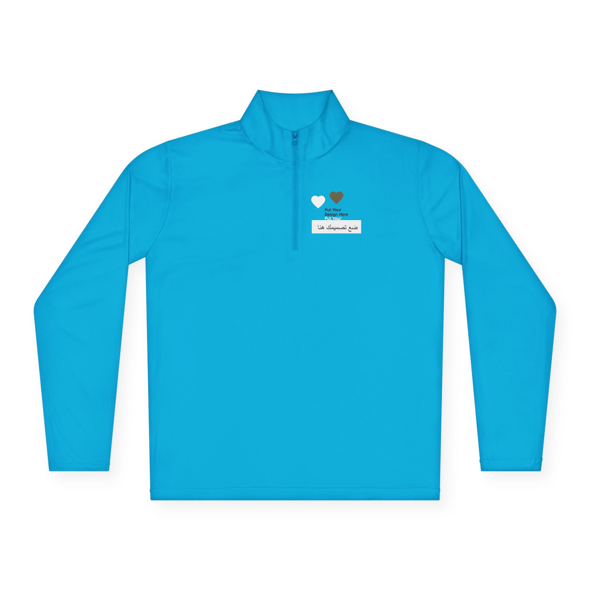 Cozy Unisex Quarter-Zip Pullover with Heart Design | Casual Layer, Perfect Gift for Her/Him, Summer Sportswear, Everyday Wear