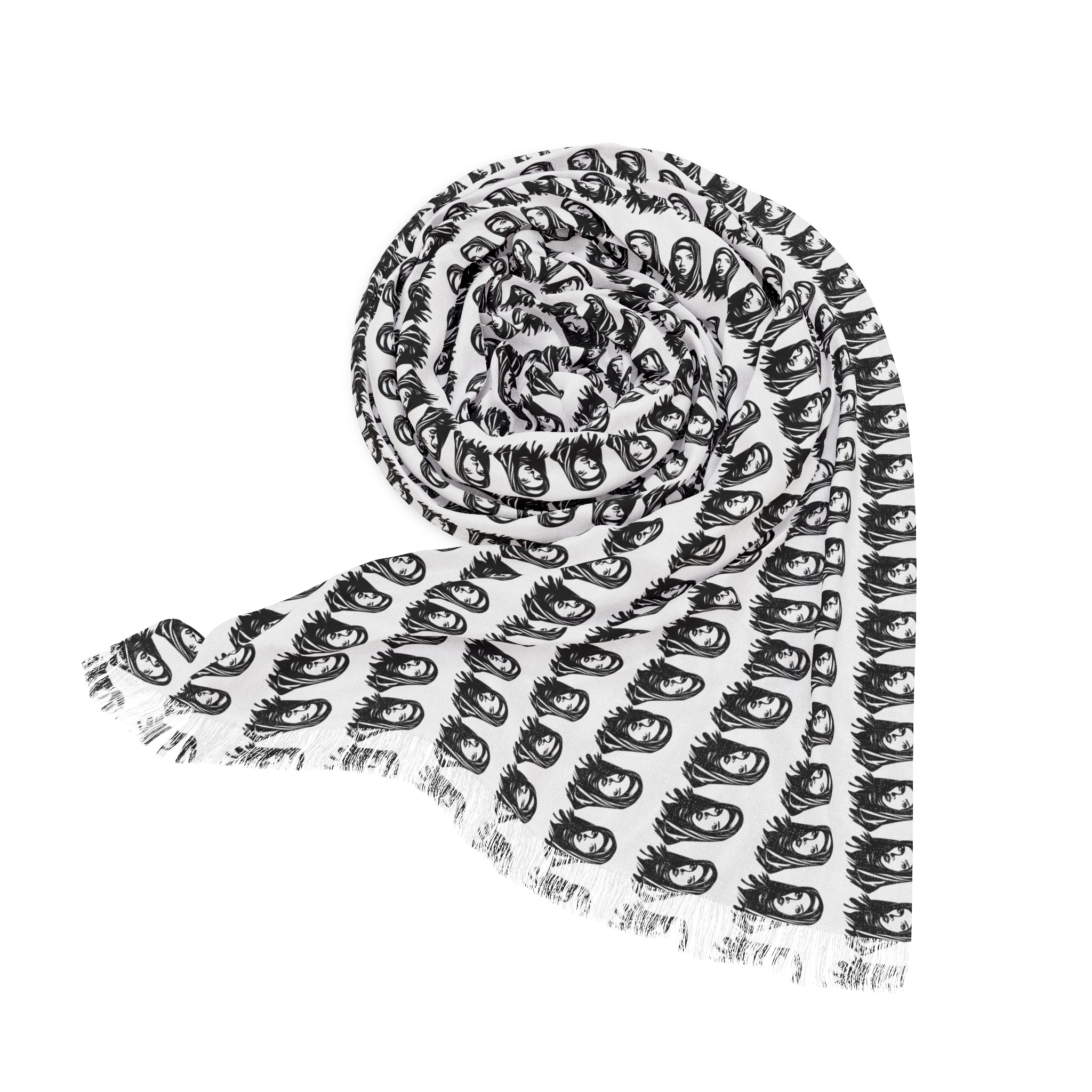 Stylish Black and White Light Scarf, Fashion Scarf for All Seasons, Trendy Accessory, Perfect Gift for Her, Versatile Neck Wrap