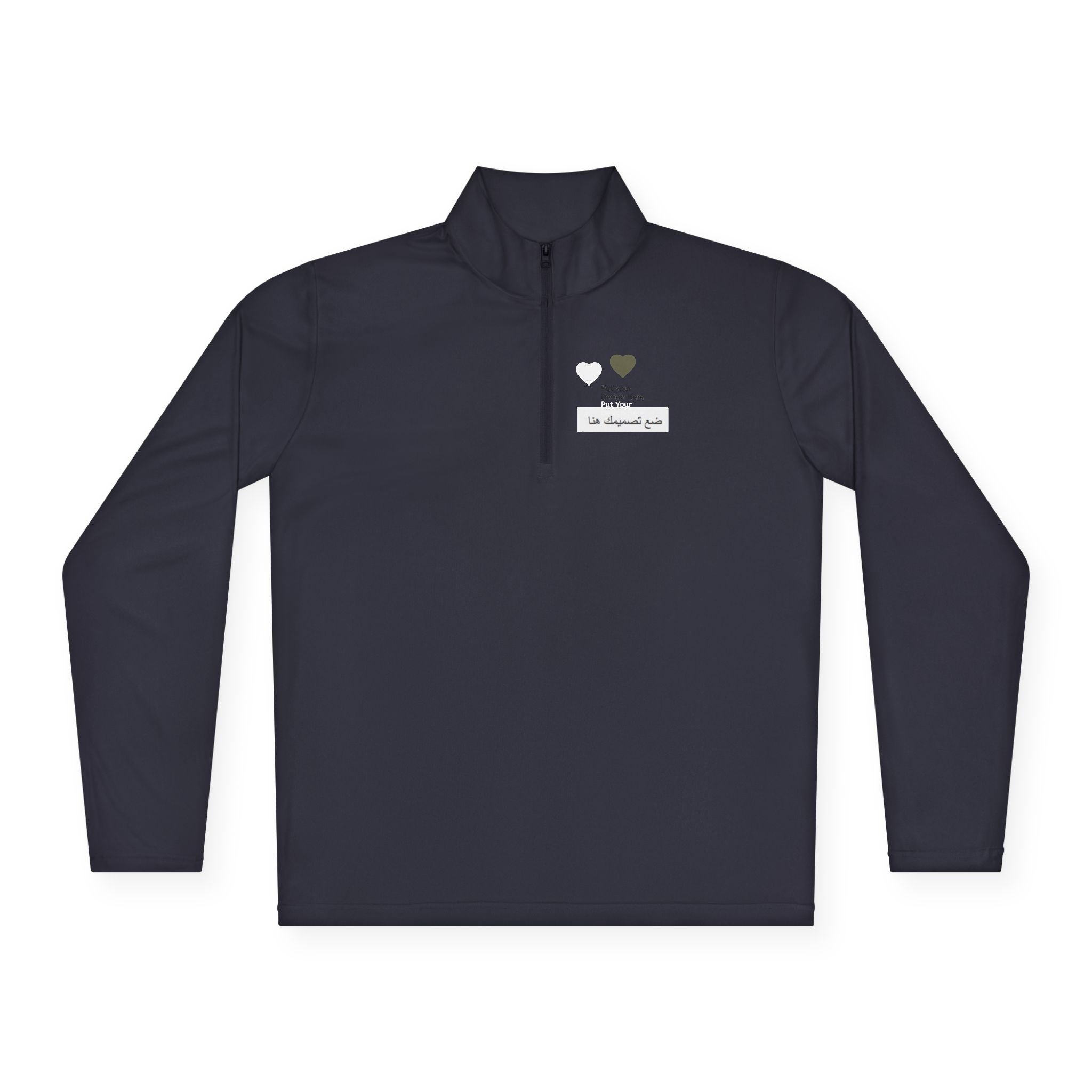 Cozy Unisex Quarter-Zip Pullover with Heart Design | Casual Layer, Perfect Gift for Her/Him, Summer Sportswear, Everyday Wear