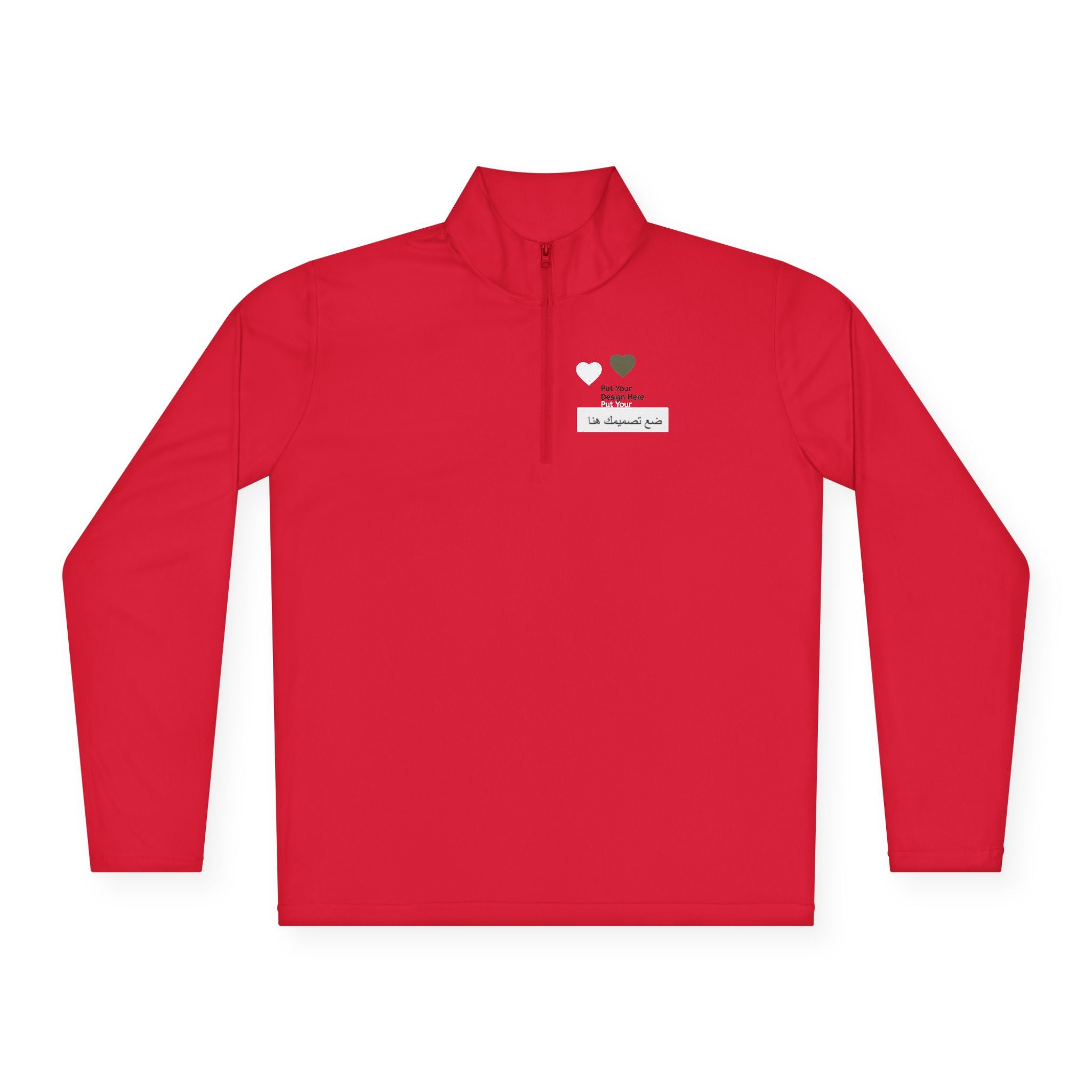 Cozy Unisex Quarter-Zip Pullover with Heart Design | Casual Layer, Perfect Gift for Her/Him, Summer Sportswear, Everyday Wear