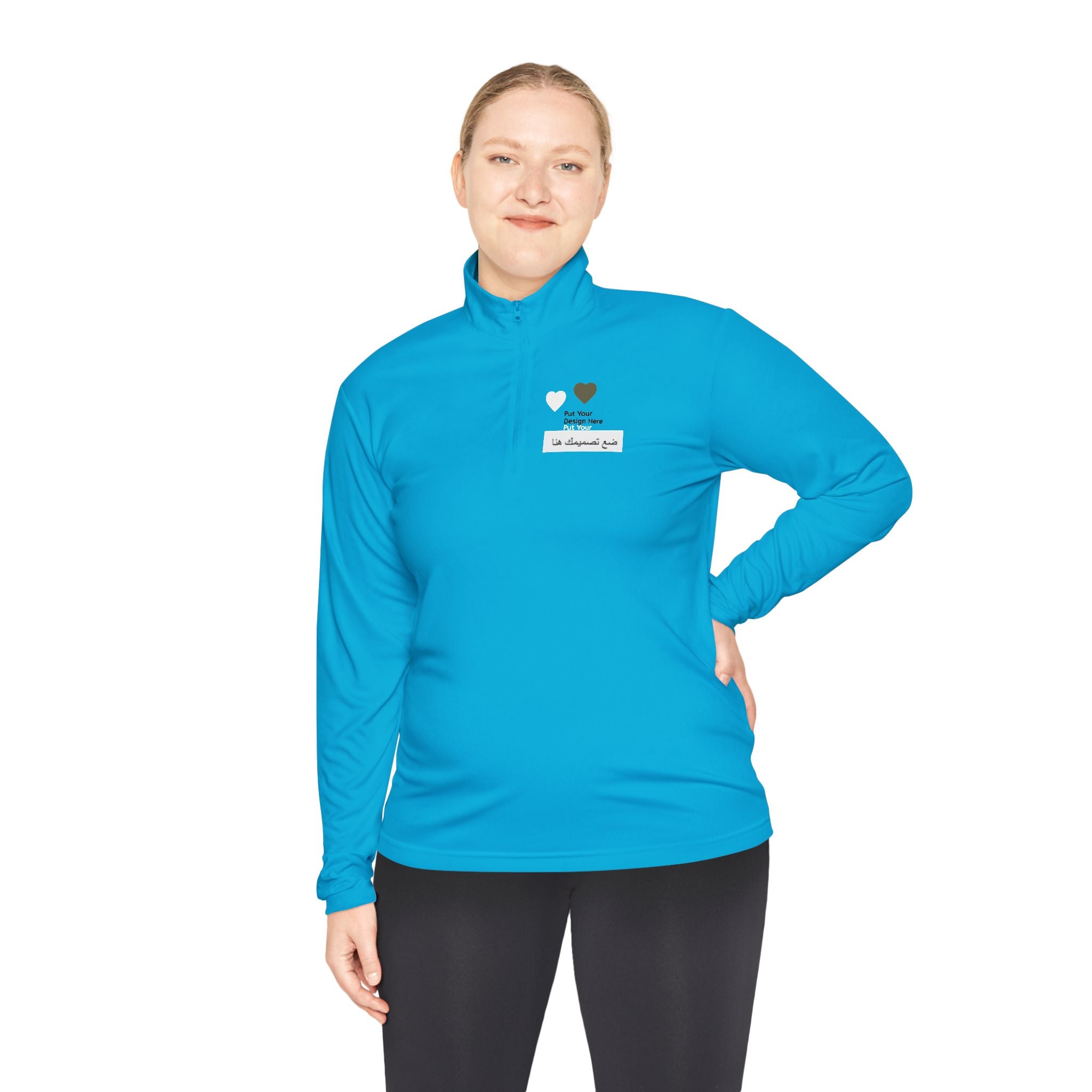 Cozy Unisex Quarter-Zip Pullover with Heart Design | Casual Layer, Perfect Gift for Her/Him, Summer Sportswear, Everyday Wear