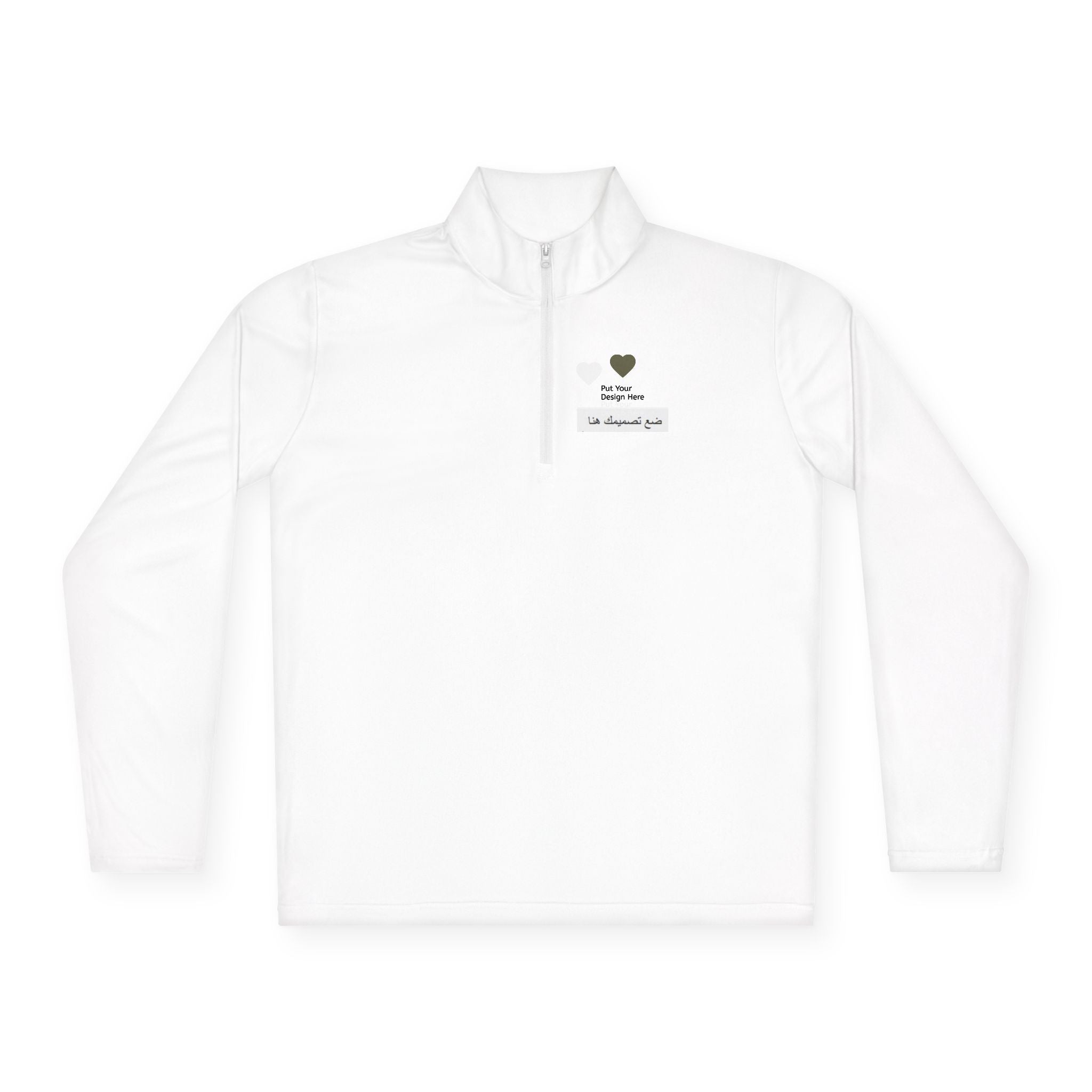 Cozy Unisex Quarter-Zip Pullover with Heart Design | Casual Layer, Perfect Gift for Her/Him, Summer Sportswear, Everyday Wear