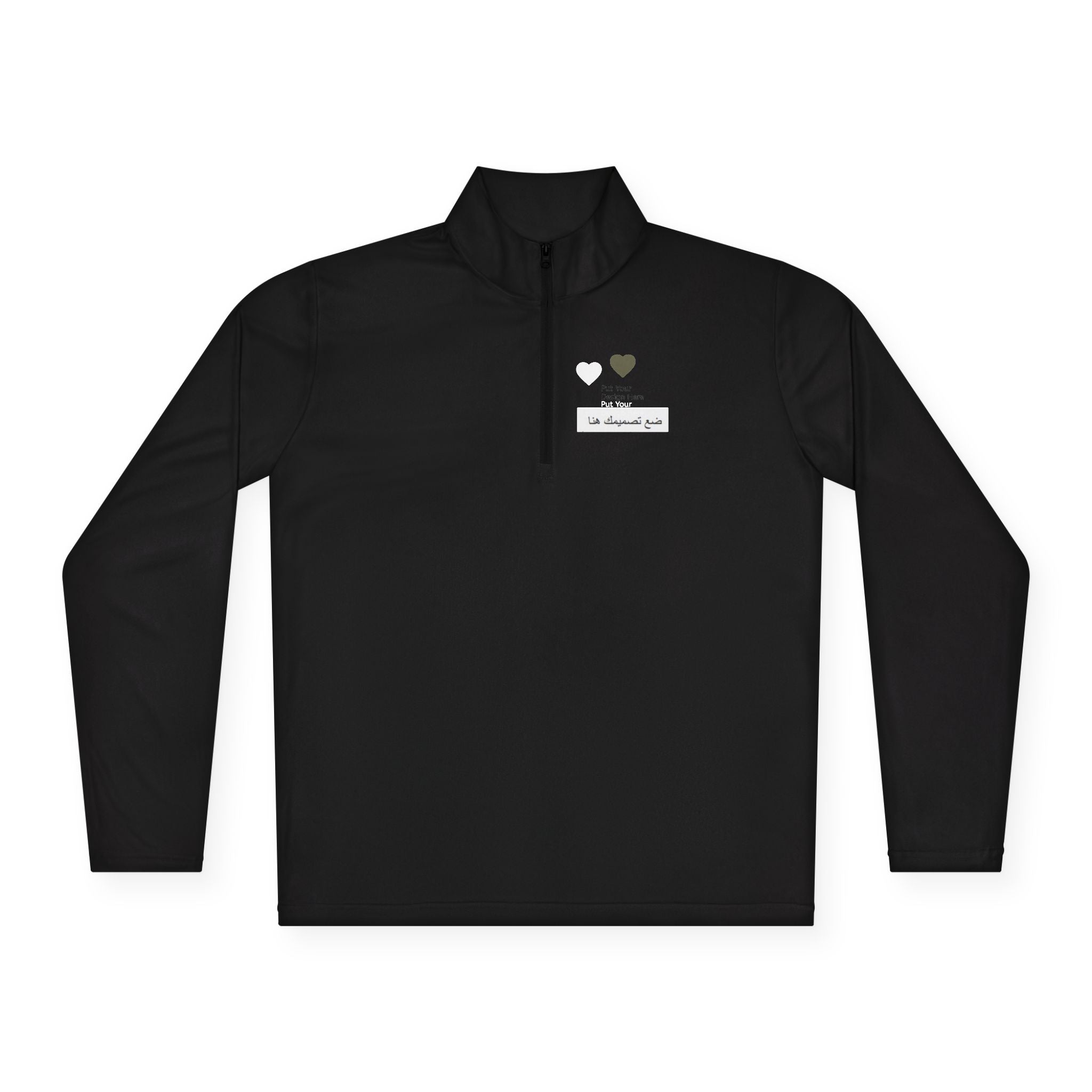 Cozy Unisex Quarter-Zip Pullover with Heart Design | Casual Layer, Perfect Gift for Her/Him, Summer Sportswear, Everyday Wear