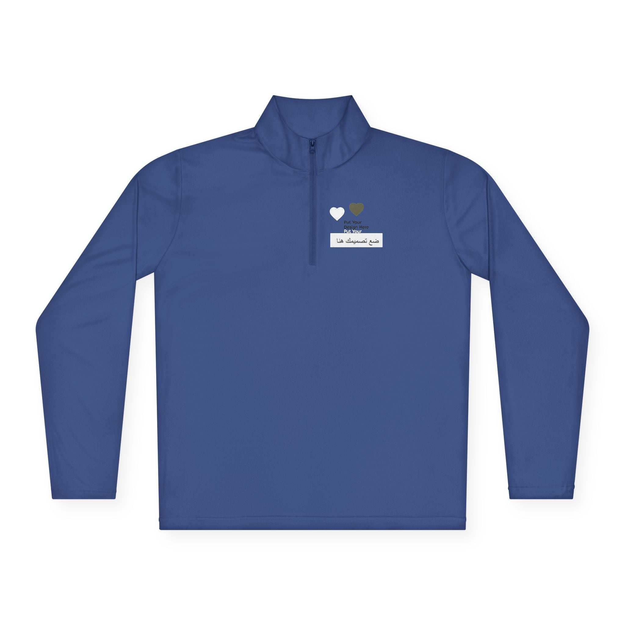 Cozy Unisex Quarter-Zip Pullover with Heart Design | Casual Layer, Perfect Gift for Her/Him, Summer Sportswear, Everyday Wear