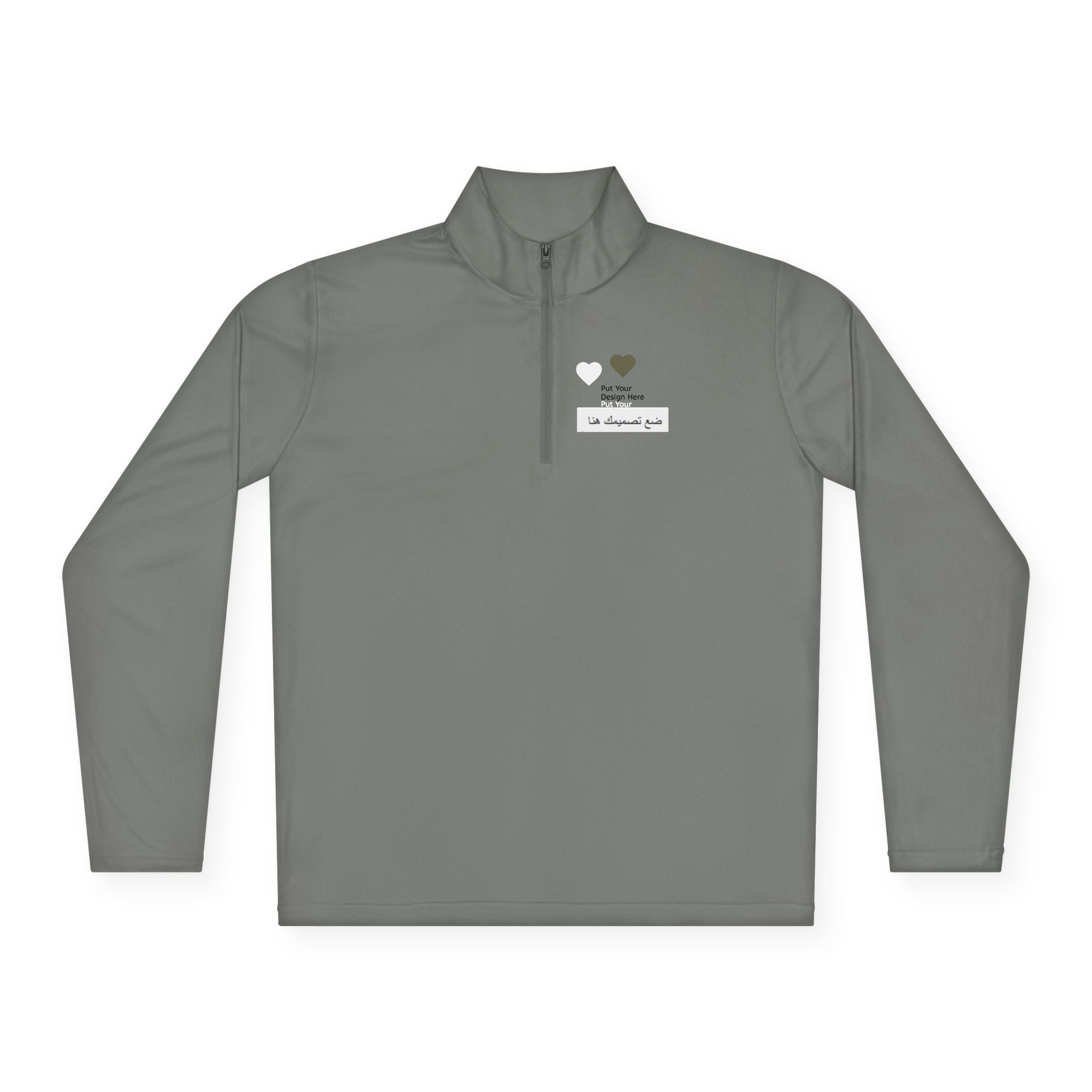 Cozy Unisex Quarter-Zip Pullover with Heart Design | Casual Layer, Perfect Gift for Her/Him, Summer Sportswear, Everyday Wear